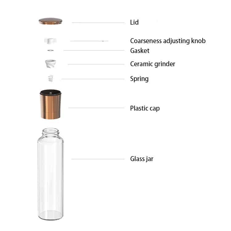 Custom Big Capacity Glossy Salt and Pepper Grinder 7