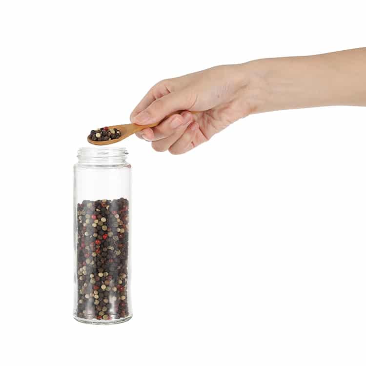 ODMOEM Wooden Salt and Pepper Mill Grinder with Glass Jar 4