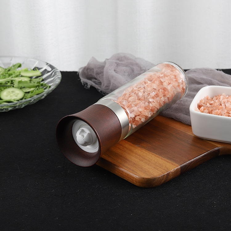 ODMOEM Wooden Salt and Pepper Mill Grinder with Glass Jar 6