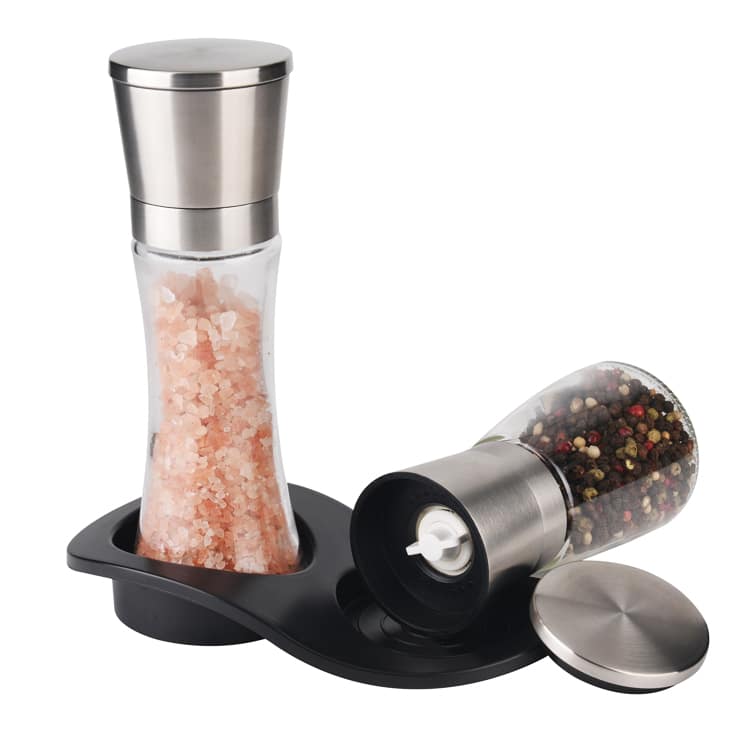 Custom Adjustable Salt Pepper Grinder Set with Non Slip Base 2