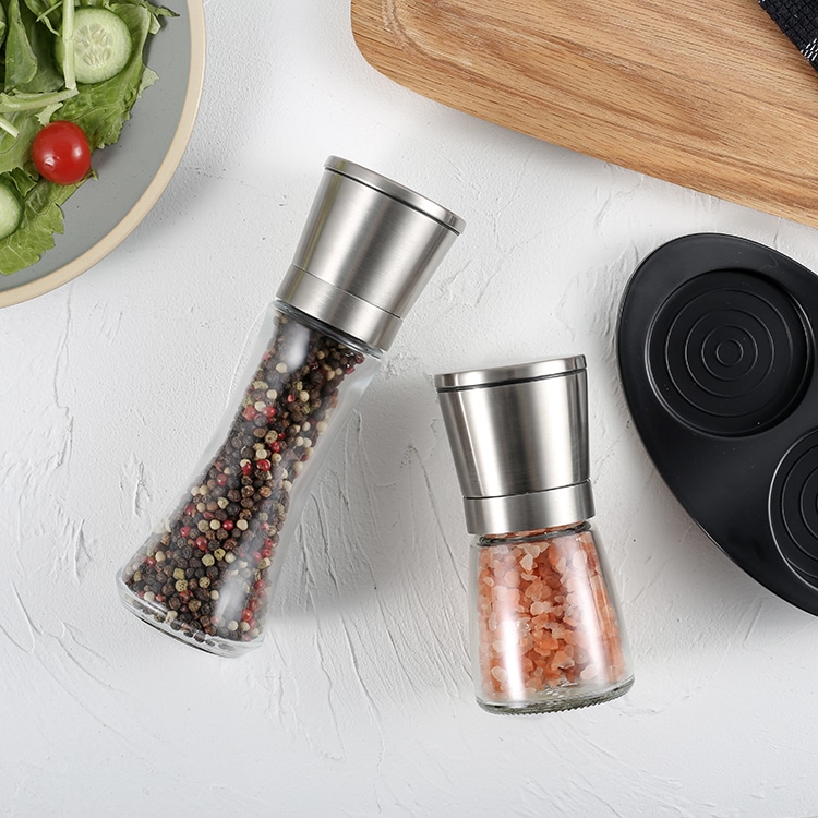 Custom Adjustable Salt Pepper Grinder Set with Non Slip Base 6