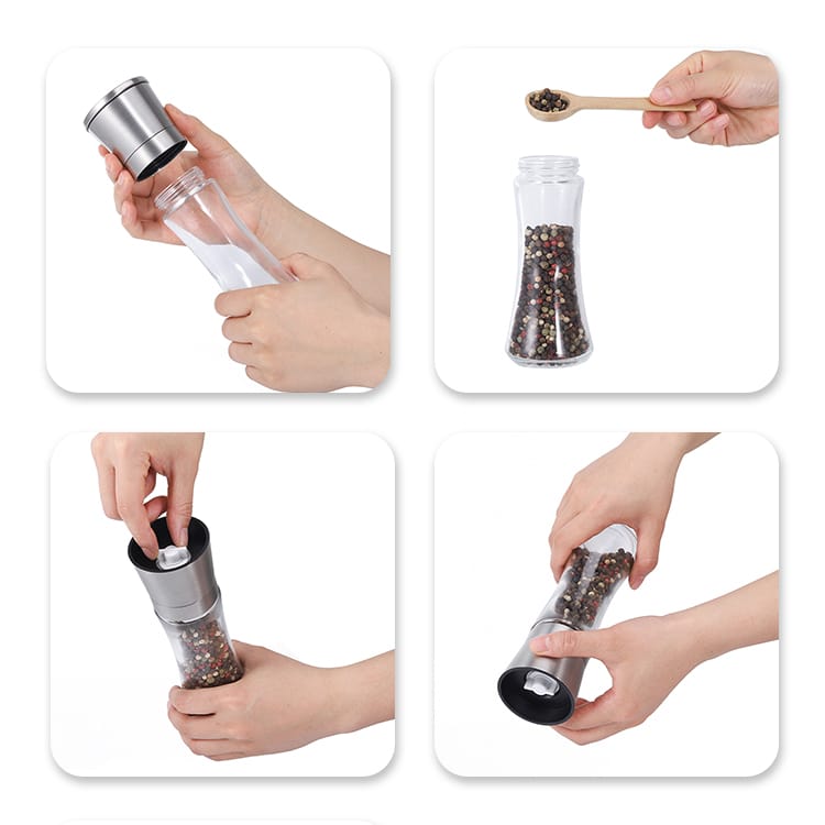 Custom Stainless Steel Adjustable Salt and Pepper Mill Grinder Set 5