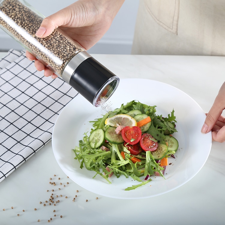 ODM Custom Plastic Manual Salt and Pepper Mill Grinder with Adjustable Burr 5