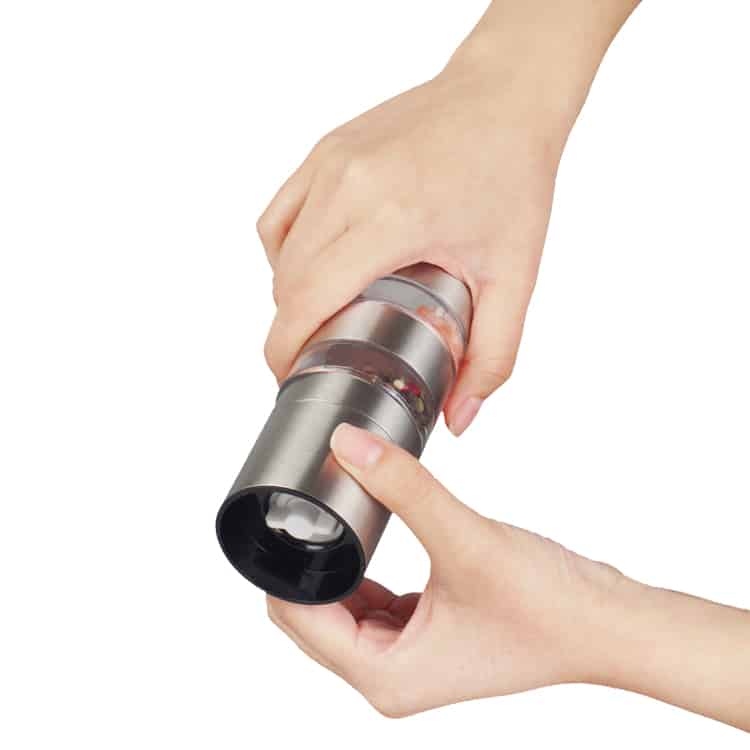 ODM Dual Compartment Stackable Salt Pepper Grinder with Adjustable Ceramic Burr 7