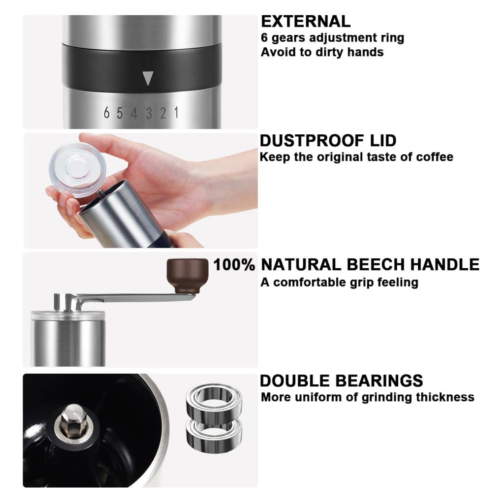 All in One Manual Pour Over Coffee Set with Ceramic Burr Grinder 4