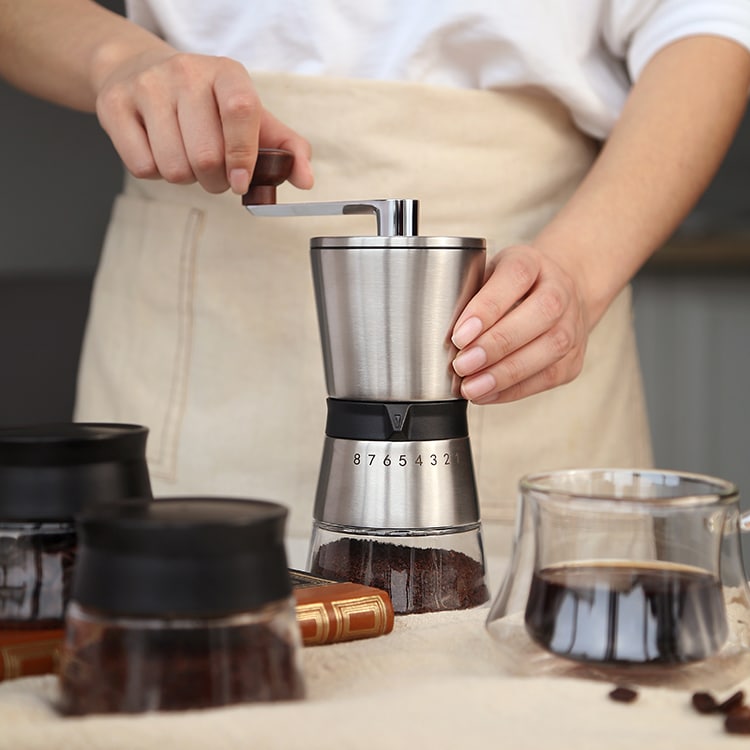 Coffee Grinder Portable Set with 3 Coffee Bean Storage Jars 1