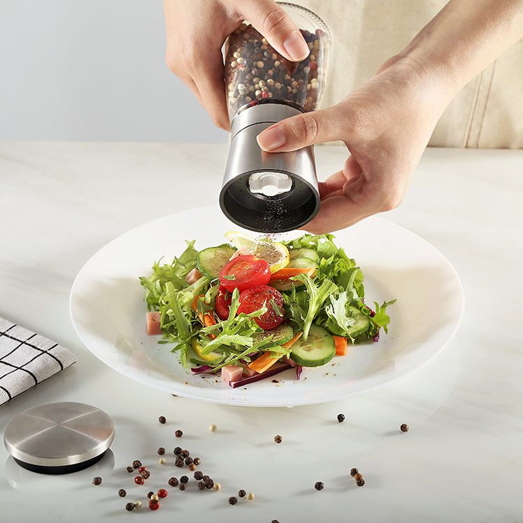 Custom Manual Stainless Steel Salt and Pepper Grinder with Adjustable Burr 6