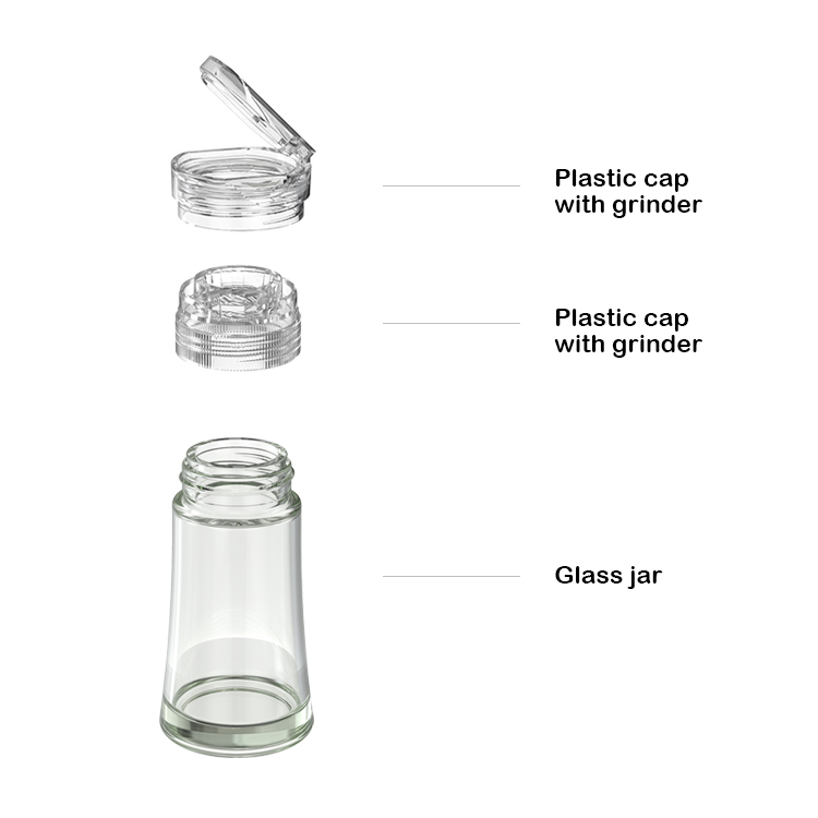 Custom Plastic Salt and Pepper Grinder with Flip Top Lid 4
