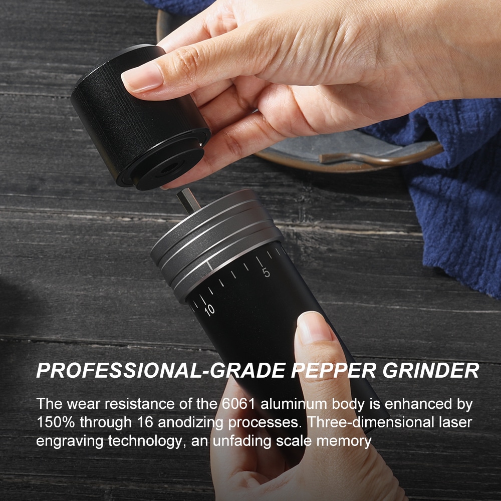 Custom Precision Aluminum Salt Pepper Grinder with 20 Step Adjustment 3 1