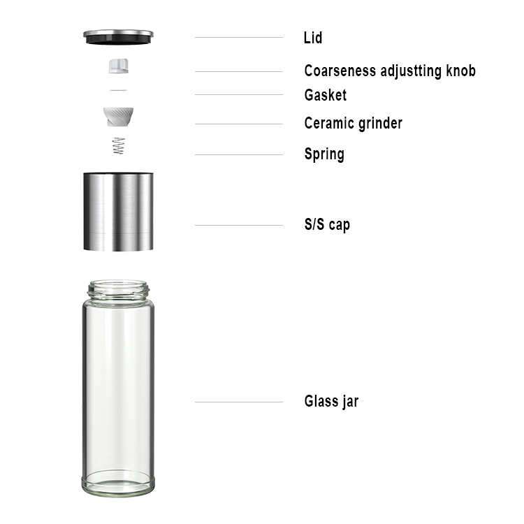 Custom Stainless Steel Salt and Pepper Grinder with Stepless Ceramic Burr 5 1