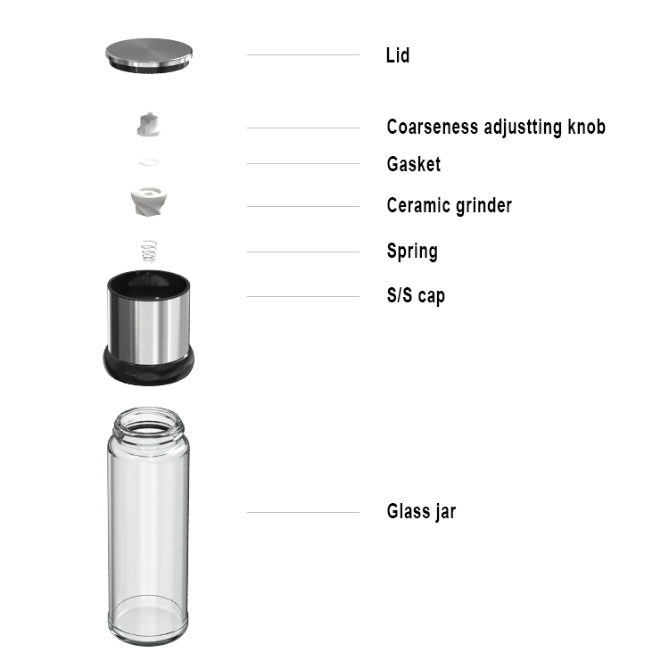 Custom Stepless Adjustable Salt Pepper Grinder with Ceramic Burr 5 1