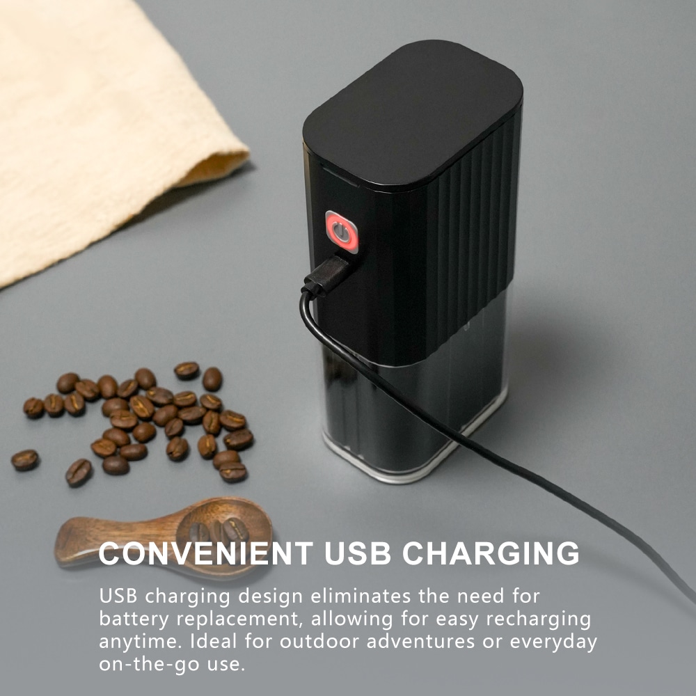 Custom USB Rechargeable Electric Coffee Grinder with Adjustable Stainless Steel Burr 4