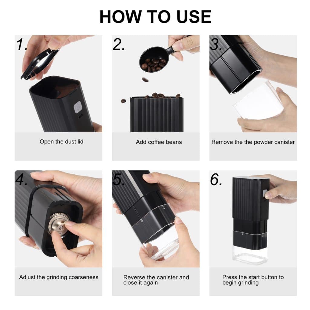 Custom USB Rechargeable Electric Coffee Grinder with Adjustable Stainless Steel Burr 5