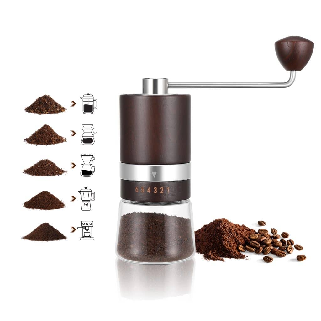 Custom Wood Manual Coffee Grinder with Adjustable Stainless Steel Burr 2