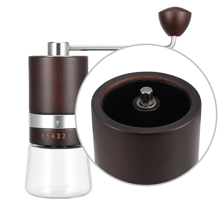 Custom Wood Manual Coffee Grinder with Adjustable Stainless Steel Burr 4