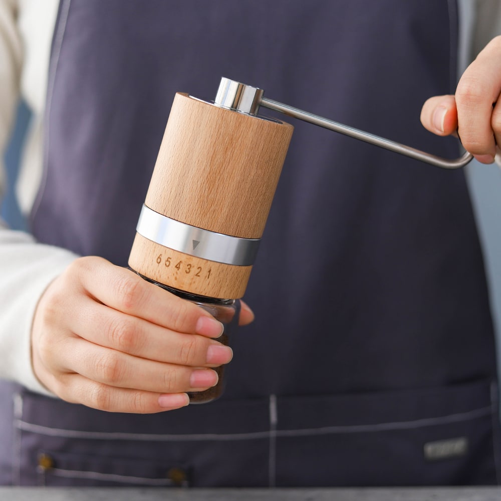 Custom Wood Manual Coffee Grinder with Adjustable Stainless Steel Burr 6