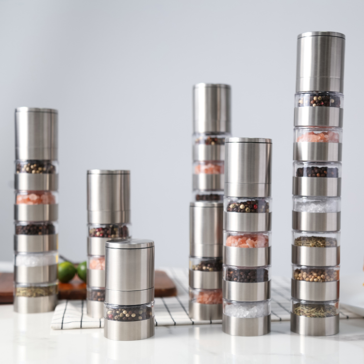 OEMODM 5 Layer Stackable Spice Grinder with Adjustable Ceramic Burr 6
