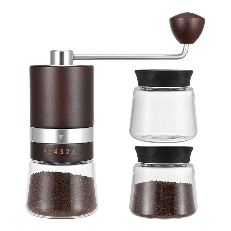 Custom Adjustable Manual Coffee Grinder Set with SS Grinder and Storage Jars 2