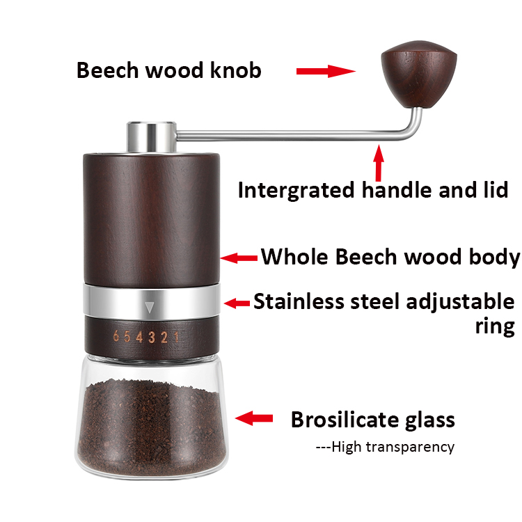 Custom Adjustable Manual Coffee Grinder Set with SS Grinder and Storage Jars 5