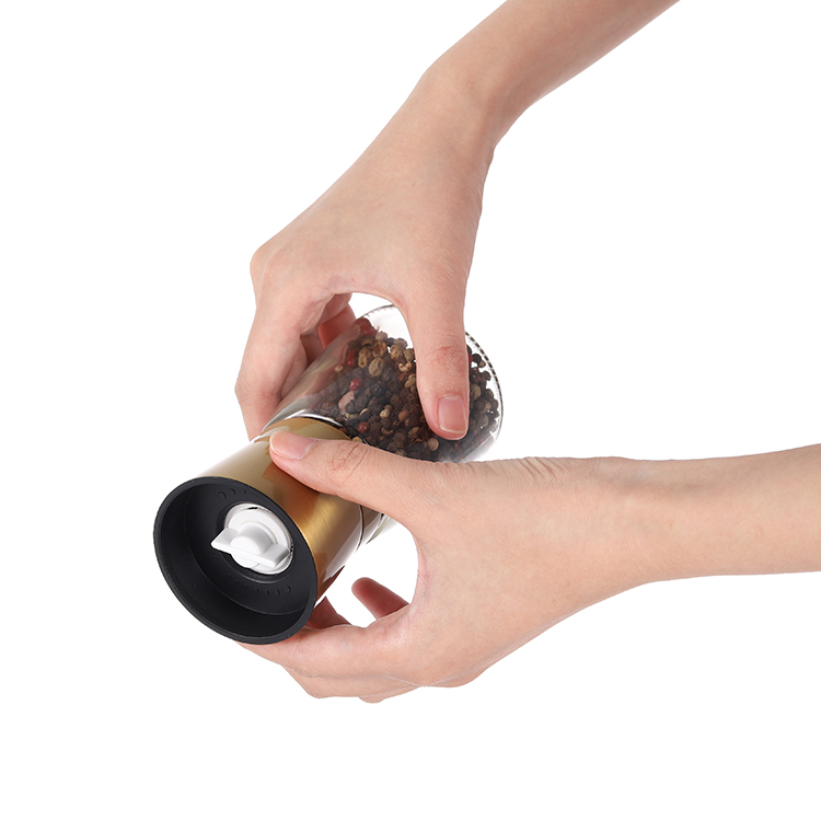 Custom Gold Stainless Steel Salt and Pepper Grinder with Adjustable Ceramic Core 5