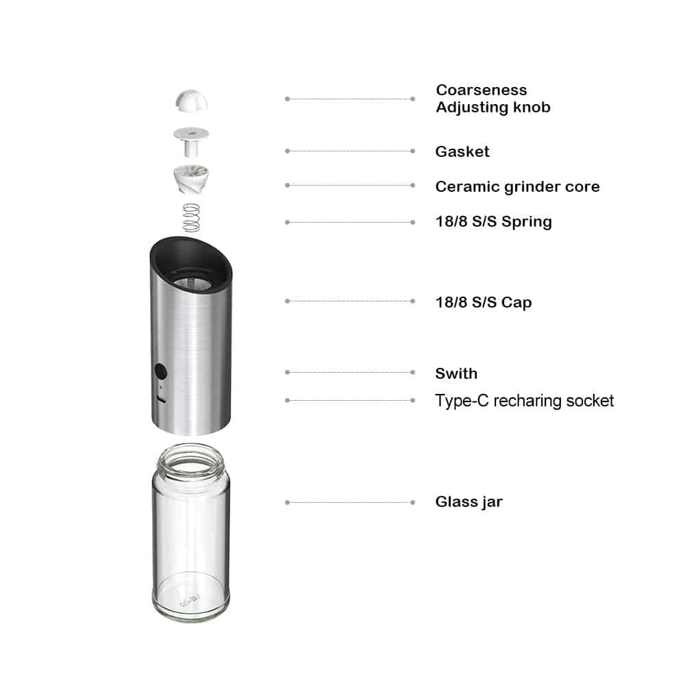 ODM Custom 1200mAh Gravity Electric Salt Pepper Grinder 4