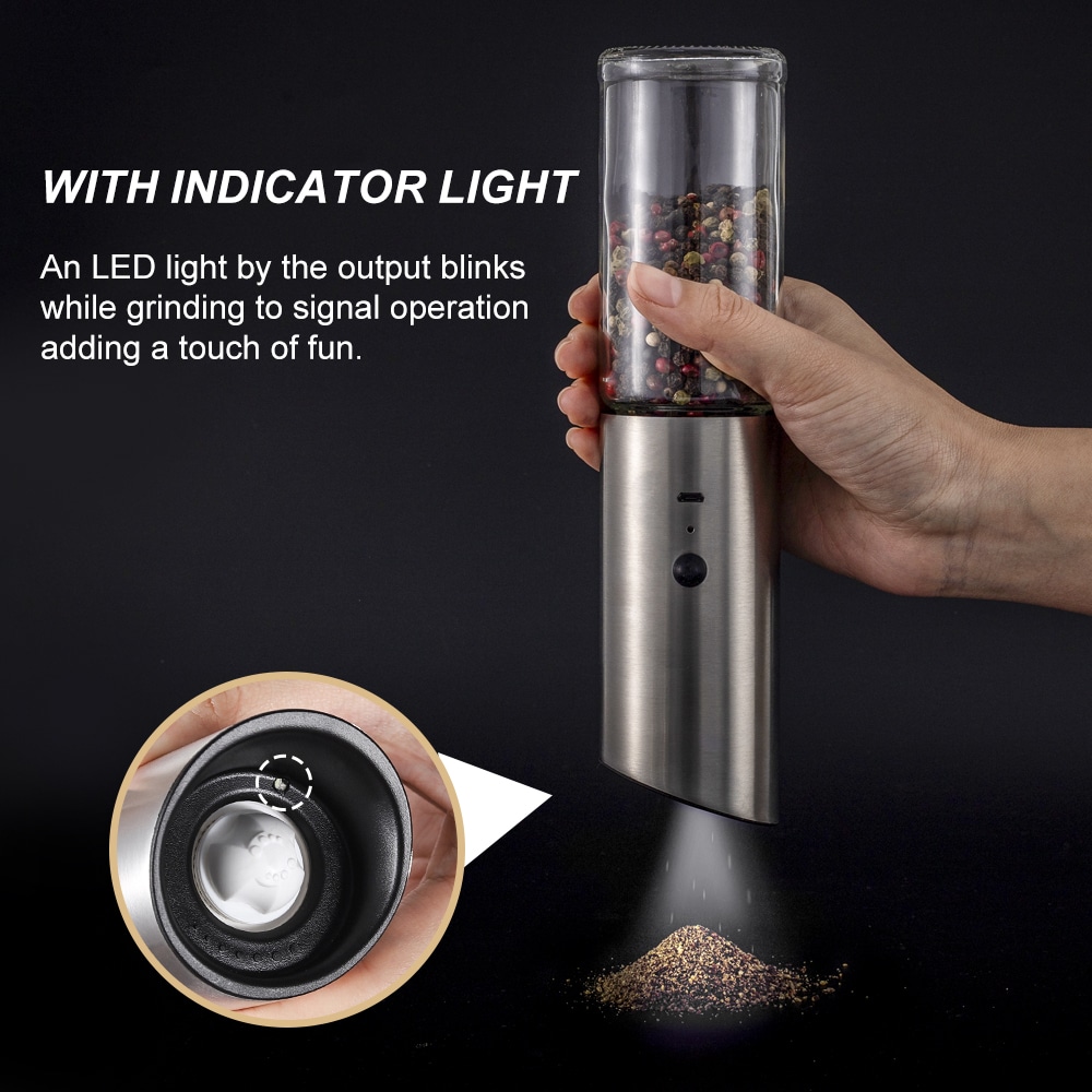 ODM Custom 1200mAh Gravity Electric Salt Pepper Grinder 5