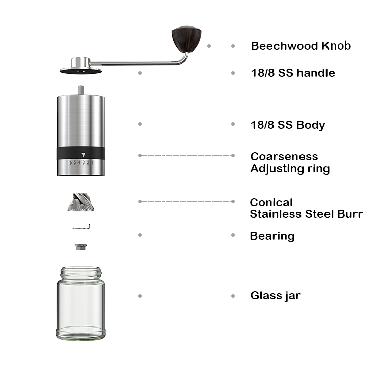 ODM Portable Manual Coffee Grinder with Steel Burr and Adjustable Grind Settings 5