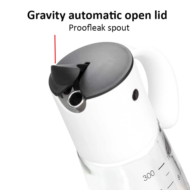 Custom 300ml Glass Gravity Kitchen Oil Dispenser with Automatic Lid 3 1