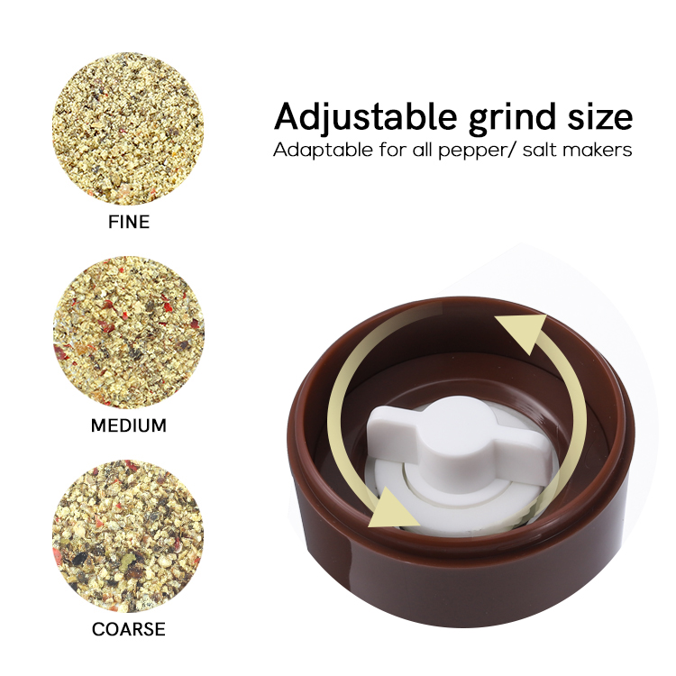 Custom Adjustable Plastic Salt and Pepper Grinder with Glass Jar 4 1