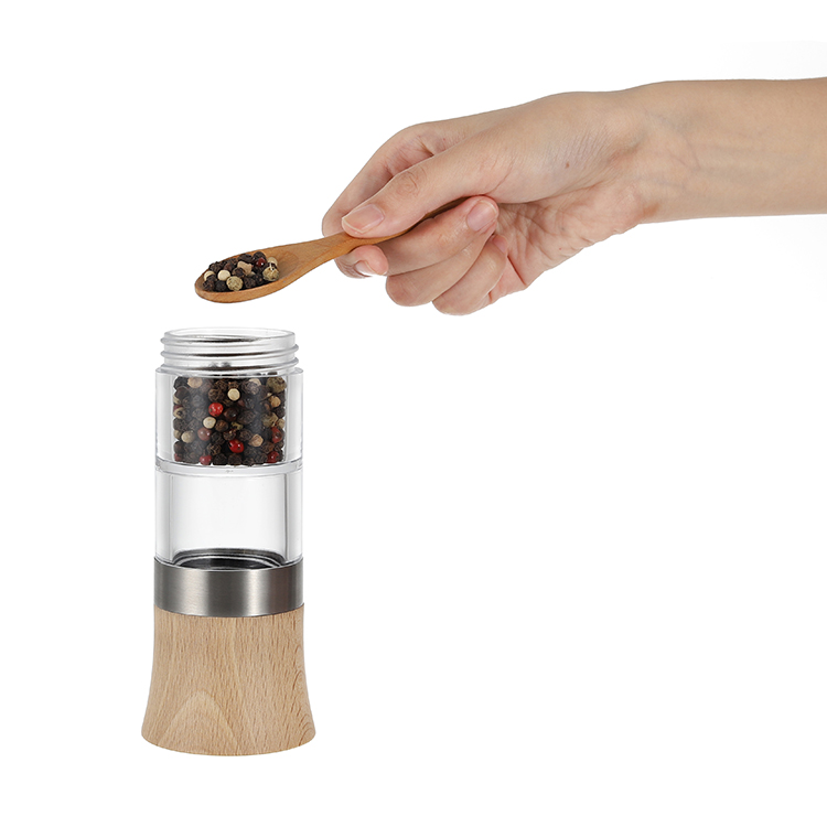 Custom Dual Chamber Salt and Pepper Grinder with Flavor Separated Design 4 1