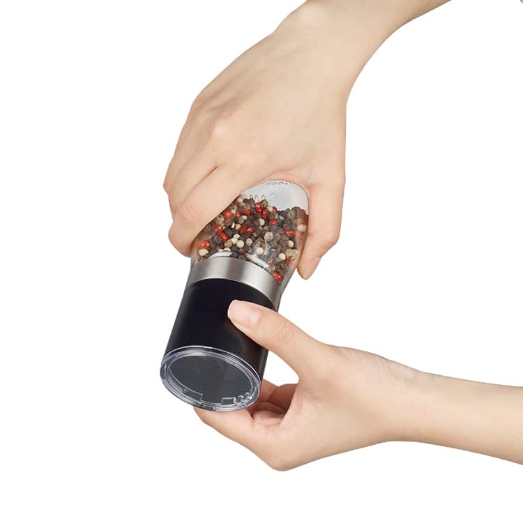 Custom Portable Adjustable Salt and Pepper Grinder with Sprinkle Function Lid 5 1