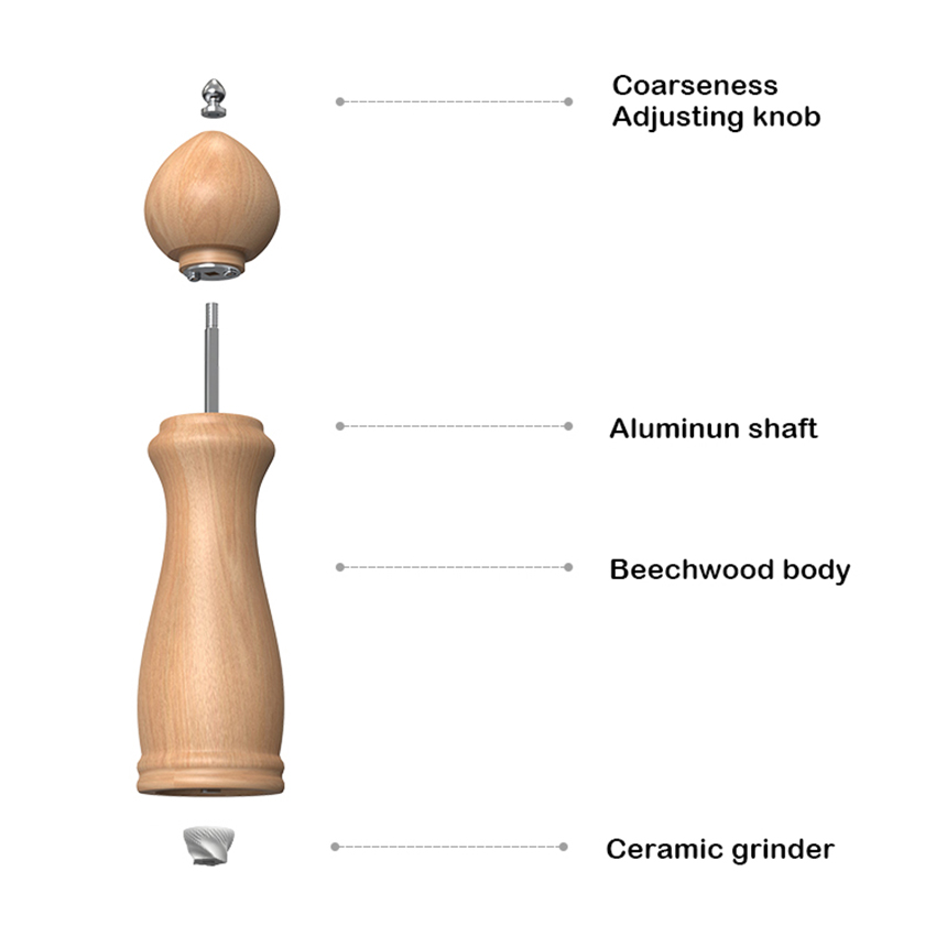 Custom Retro Wooden Pepper Grinder with HV1700 Ceramic Core 4 1