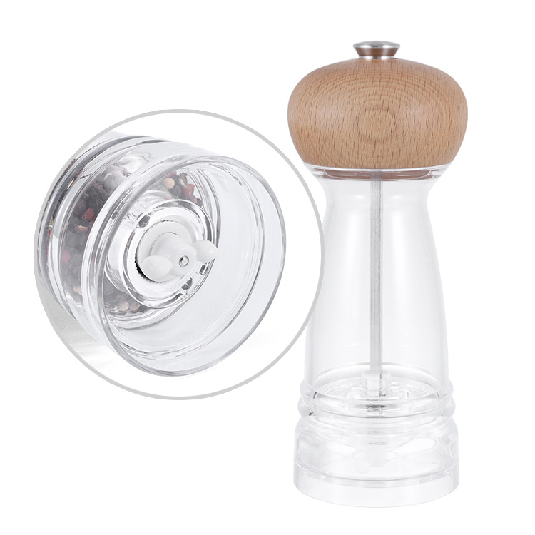 ODM Wooden Salt and Pepper Grinder with Transparent Acrylic Body 3