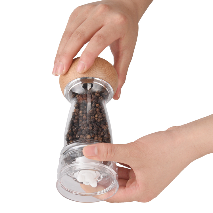 ODM Wooden Salt and Pepper Grinder with Transparent Acrylic Body 5