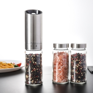 Custom Battery Operated Gravity Metal Salt and Pepper Grinder with Adjustable Burr 1
