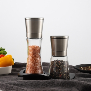 Custom Stainless Steel Salt and Pepper Grinder Gift Set with Storage Base 1