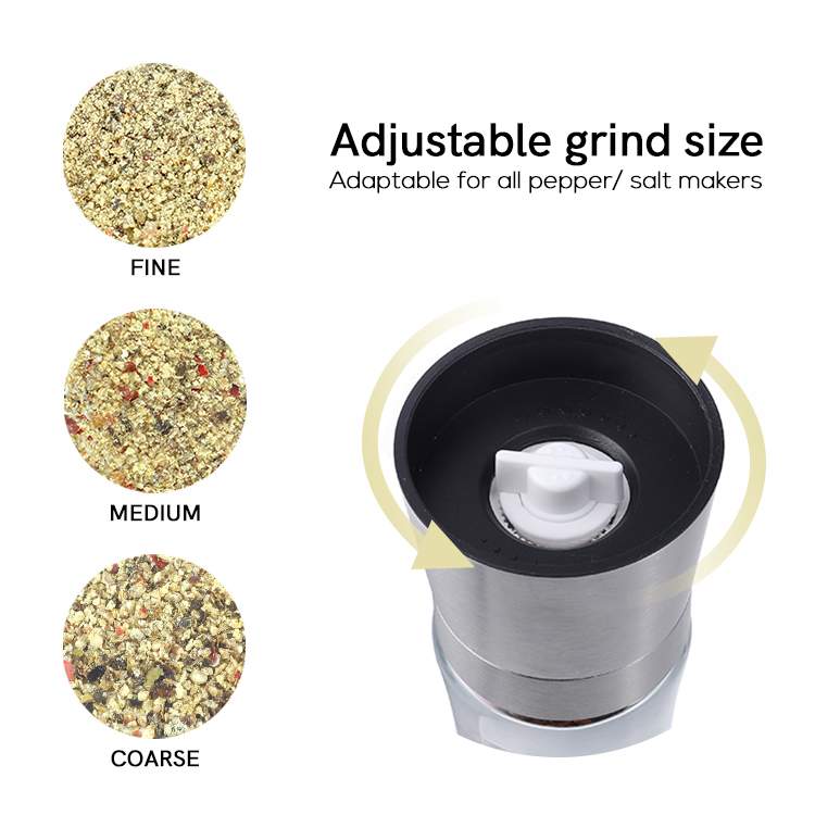 Custom Stainless Steel Salt and Pepper Grinder Gift Set with Storage Base 3 1