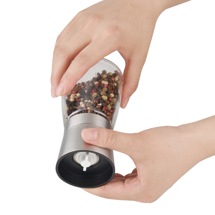 Custom Stainless Steel Salt and Pepper Grinder Gift Set with Storage Base 5