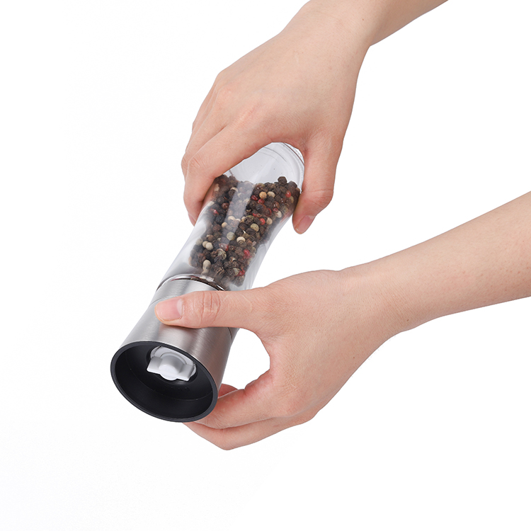 Custom Stainless Steel Salt and Pepper Grinder Gift Set with Storage Base 6