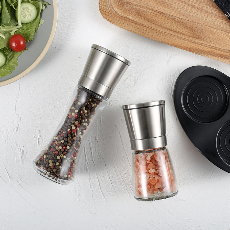 Custom Stainless Steel Salt and Pepper Grinder Gift Set with Storage Base 7 1