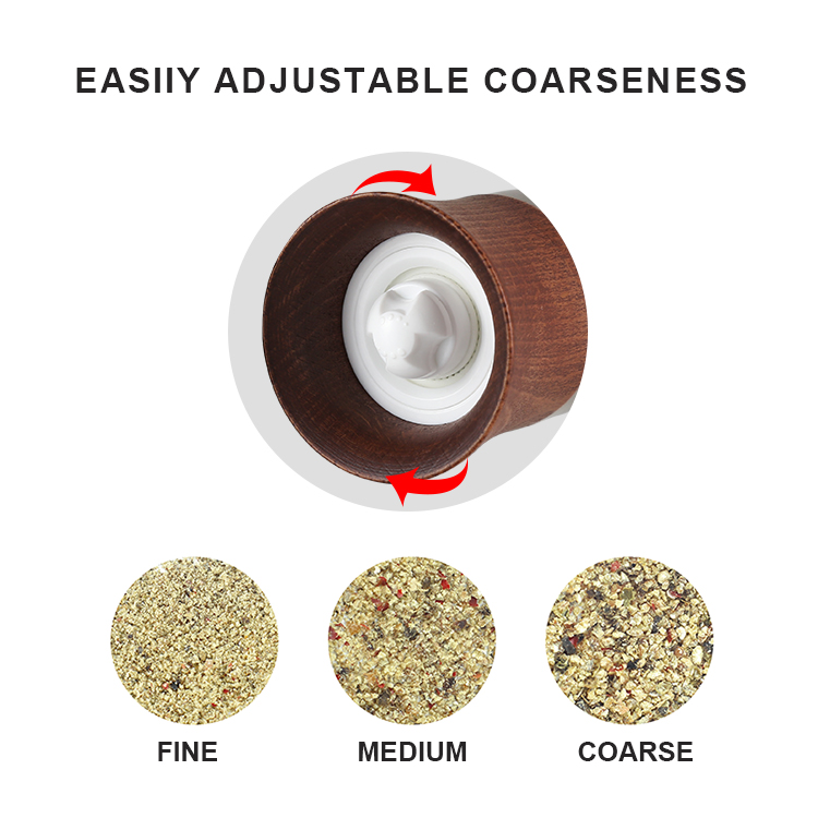 ODM Natural Wood Salt and Pepper Grinder with Borosilicate Glass Jar 3 1