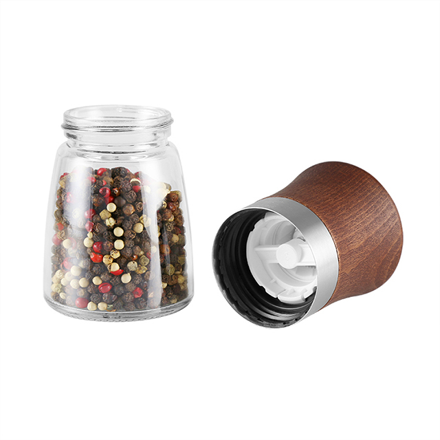 ODM Natural Wood Salt and Pepper Grinder with Borosilicate Glass Jar 5 1