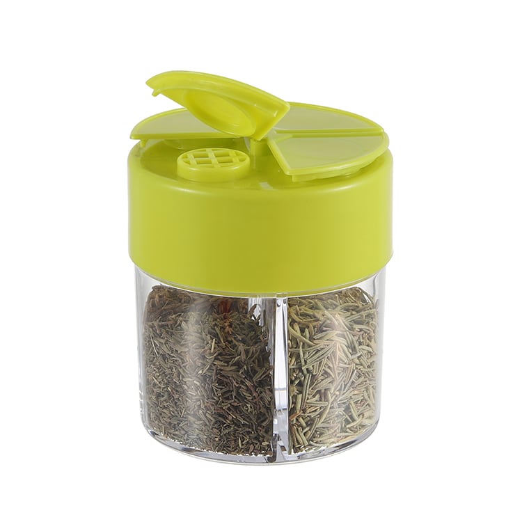 Custom 4 in 1 Portable Plastic Spice Shaker with Flip Lids 3 1