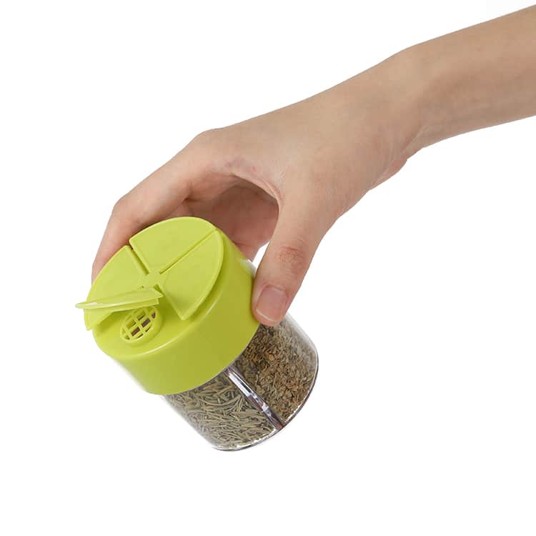 Custom 4 in 1 Portable Plastic Spice Shaker with Flip Lids 4 1