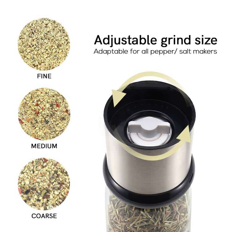 Custom Adjustable Manual Salt and Pepper Mill with HV1700 Ceramic Burr 04