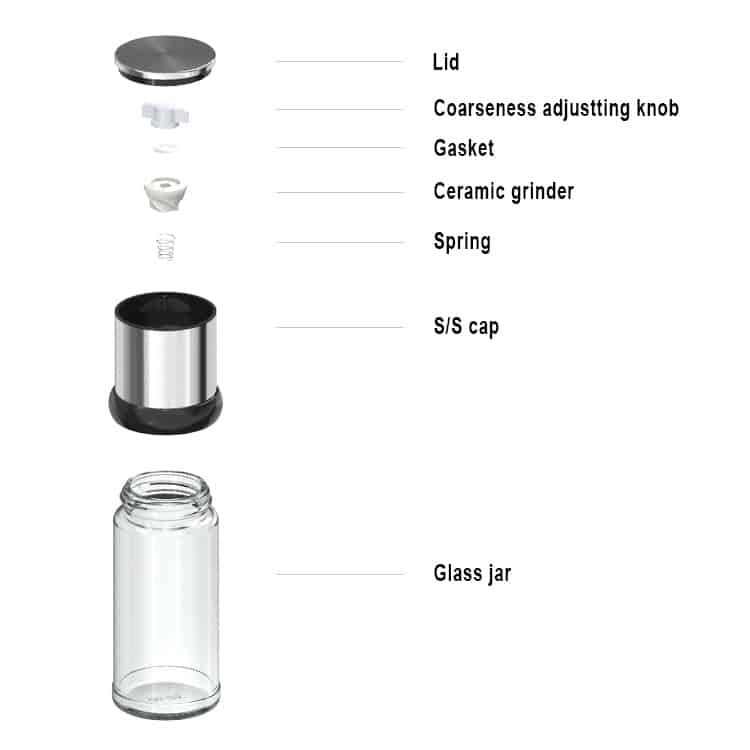 Custom Manual Salt and Pepper Grinder with Adjustable Ceramic Burr 6
