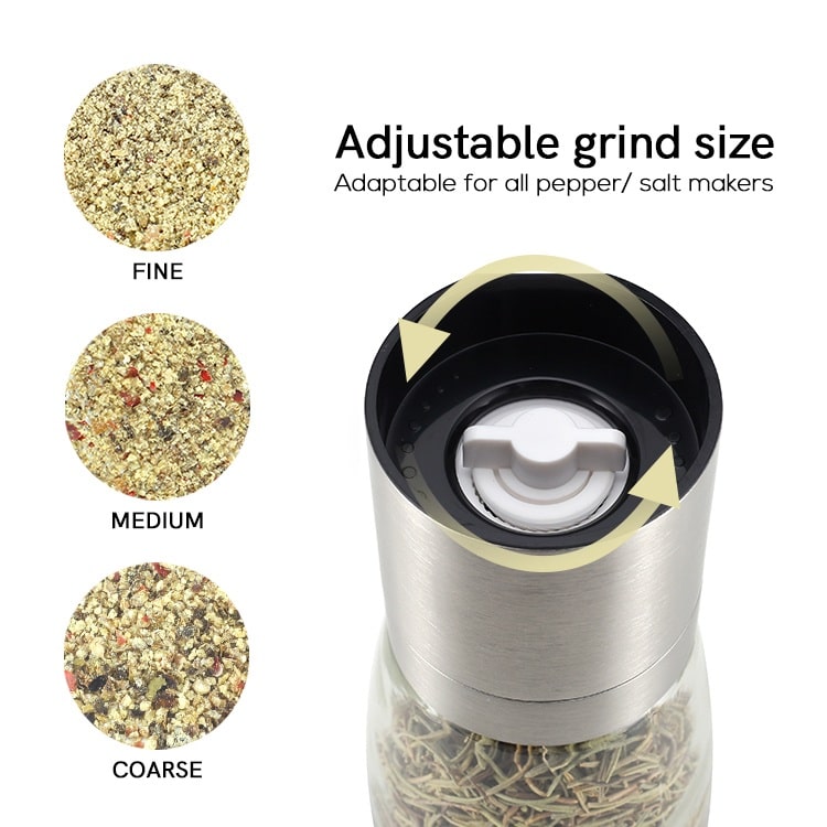 Custom 70ml Stainless Steel Salt Pepper Grinder with Ceramic Burr 3